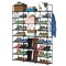 SKUSHOPS 9 Tiers Shoe Rack Metal Shoe Storage Shelf Free Standing Large Shoe Stand with 2 Hooks for Entryway Closet Garage